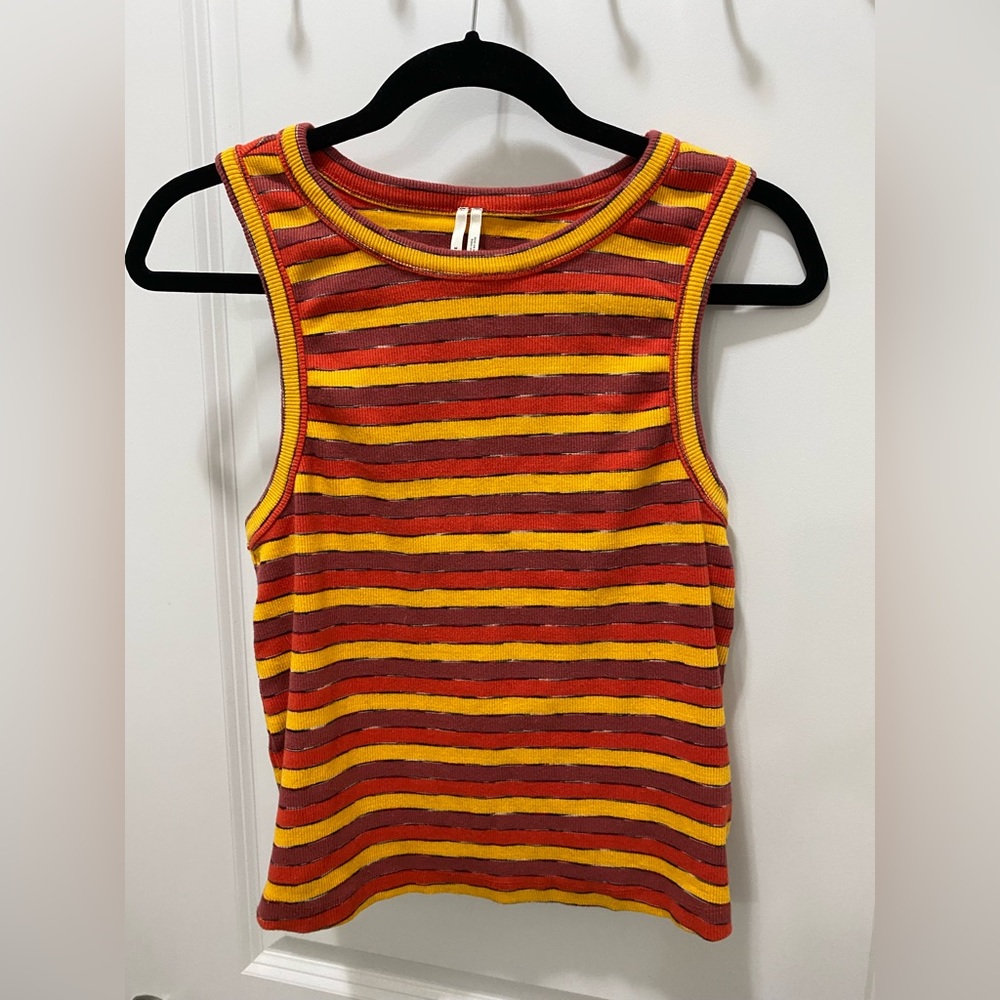 Anthropologie Striped Red and Yellow Sleeveless Tank Top